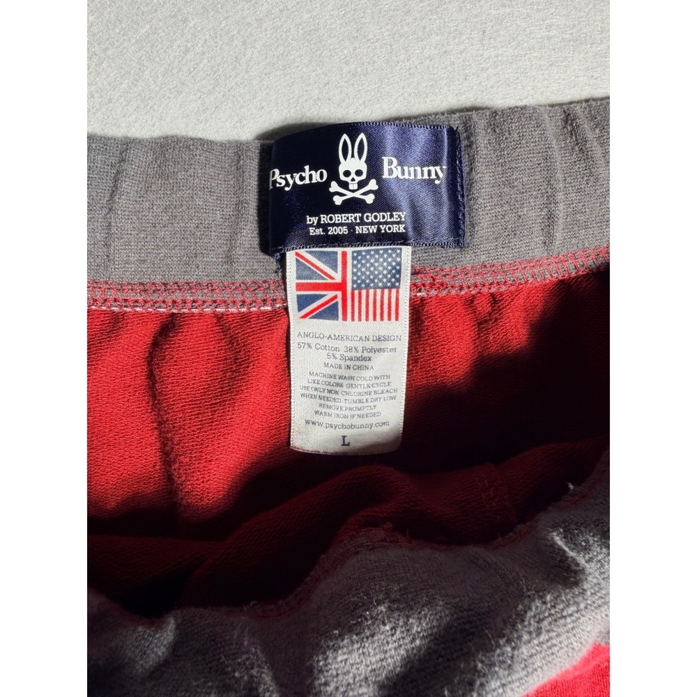 Psycho Bunny Sweatpants Mens Large Red Grey Logo Joggers Drawstring Fleece P.B. - Picture 3 of 6